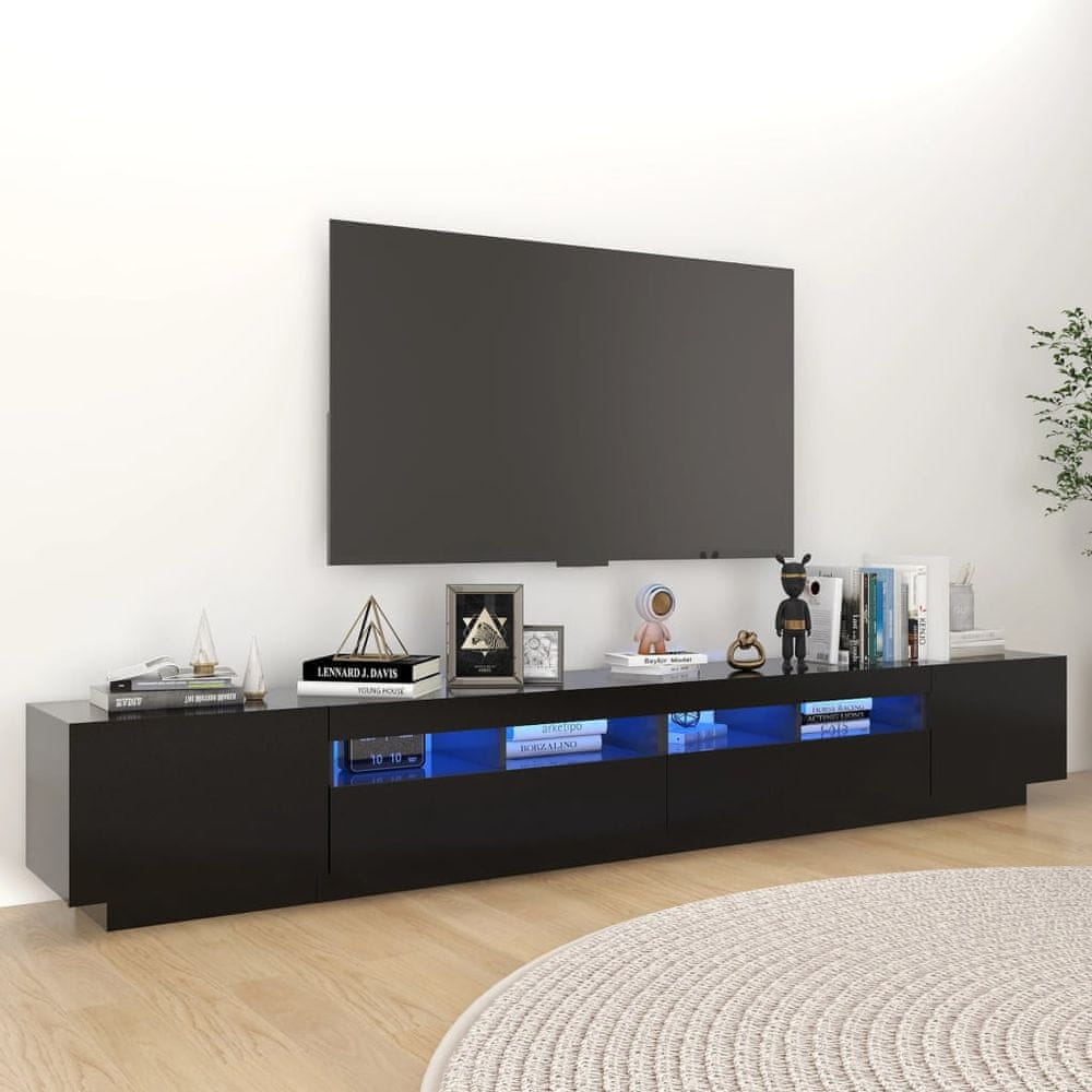 Vidaxl TV skrinka s LED svetlami čierna 260x35x40 cm